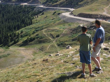 Father and son looking across Loveland Pass