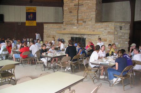 Dining hall with campers